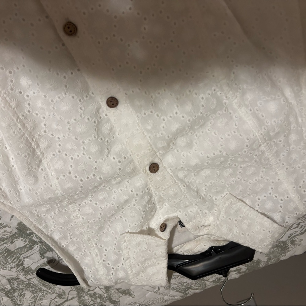 Anne Klein sz 8 white eyelet midi sleeveless sundress collared button front sash - Picture 11 of 12